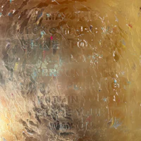 a painting with a lot of text on it